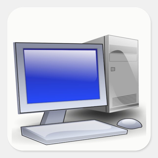Pegatina Cuadrada Computadora de escritorio (Anverso)