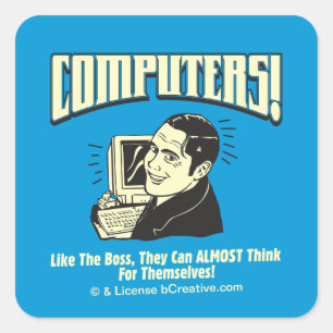 Pegatina Cuadrada Computadoras: como el jefe