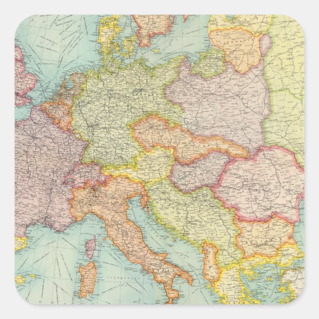 Pegatina Cuadrada Comunicaciones de Europa compuesta (Anverso)