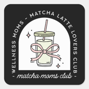 Pegatina Cuadrada Comunidad de grupo de madres divertidas de Matcha