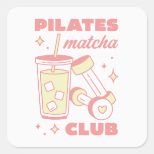 Pegatina Cuadrada comunidad del club de amantes de Pilates matcha