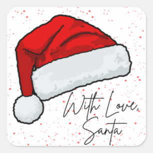 Pegatina Cuadrada Con amor Santa Navidad