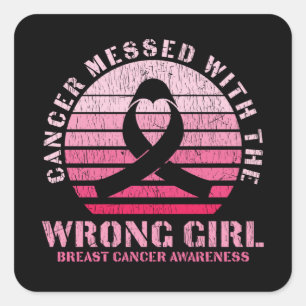 Pegatina Cuadrada Con La Chica Equivocada Conciencia Del Cáncer De M