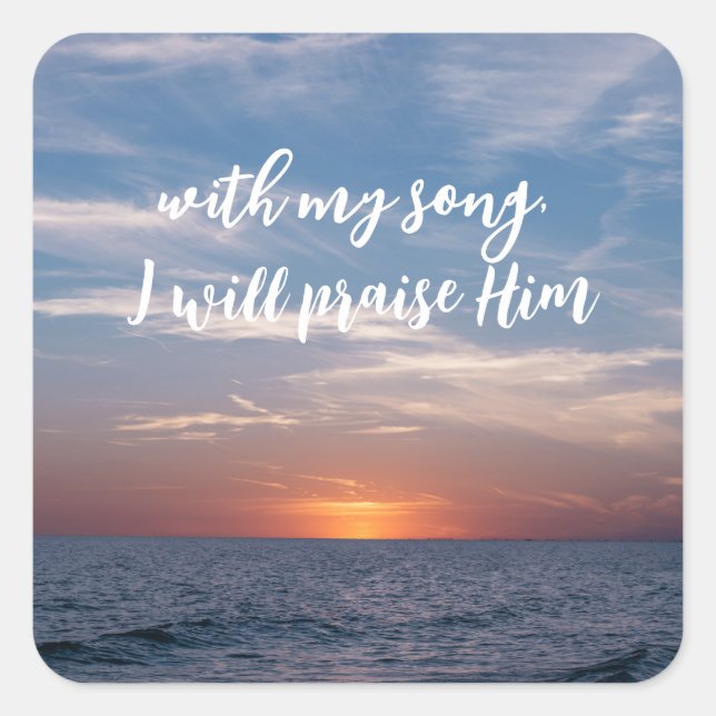 Pegatina Cuadrada Con Mi Canción, Lo Alabaré Escritura (Anverso)