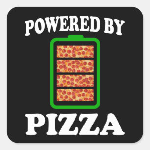 Pegatina Cuadrada Con Poder de Pizza - Divertida Pizza