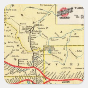 Pegatina Cuadrada Con servicio del tren de Chicago