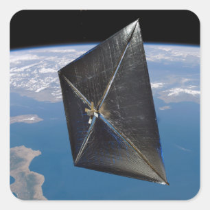 Pegatina Cuadrada Concepto artístico de NanoSail-D en el espacio