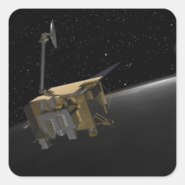 Pegatina Cuadrada Concepto artístico del Orbi de Reconocimiento Luna (Anverso)