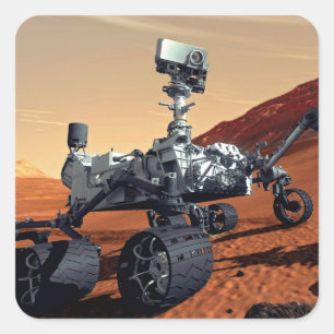 Pegatina Cuadrada Concepto artístico del rover Curiosity de Marte de