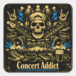 Pegatina Cuadrada Concert Addict – Live Music Fan Culture