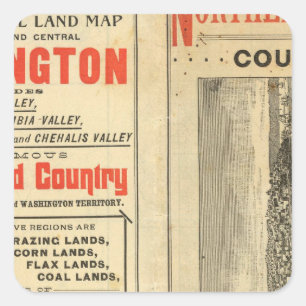 Pegatina Cuadrada Concesión de tierras Washington y Oregon