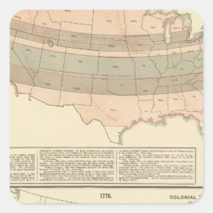 Pegatina Cuadrada Concesiones originales de 1776 áreas establecidas