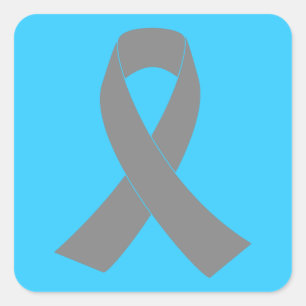 Pegatina Cuadrada Conciencia de la cinta gris - Zombie, cáncer de ce