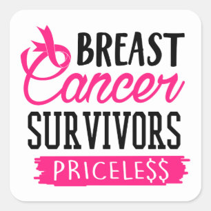 Pegatina Cuadrada Conciencia de la cinta rosa Cáncer de mama