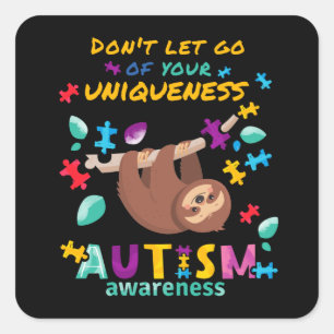 Pegatina Cuadrada Conciencia del Autismo No Dejes Ir tu Singularidad