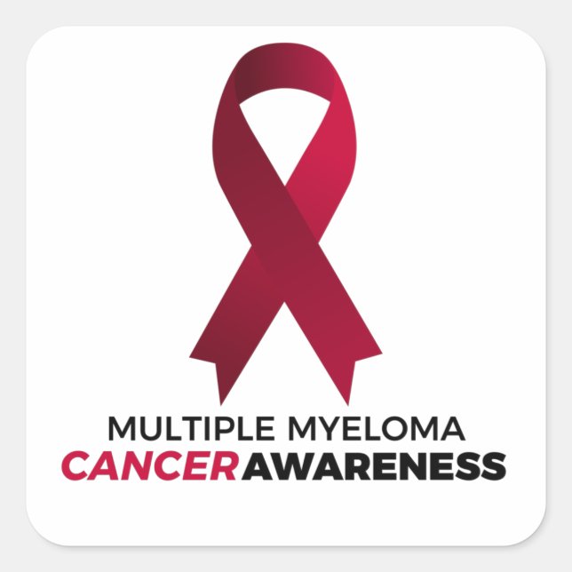 Pegatina Cuadrada conciencia del cáncer de mieloma múltiple (Anverso)