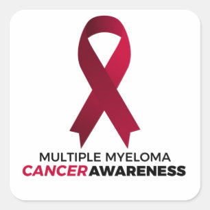 Pegatina Cuadrada conciencia del cáncer de mieloma múltiple