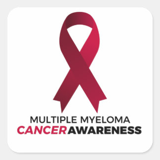 Pegatina Cuadrada conciencia del cáncer de mieloma múltiple