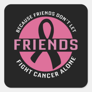 Pegatina Cuadrada Conciencia del Cáncer de Seno Amigas Apoyo Unidad
