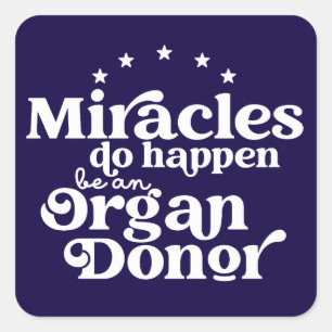 Pegatina Cuadrada Conciencia del Donante de Órganos Milagros