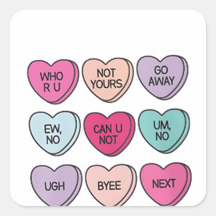 Pegatina Cuadrada Conciencia individual anti Día de San Valentín
