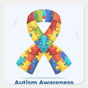 Pegatina Cuadrada Conciencia sobre el autismo