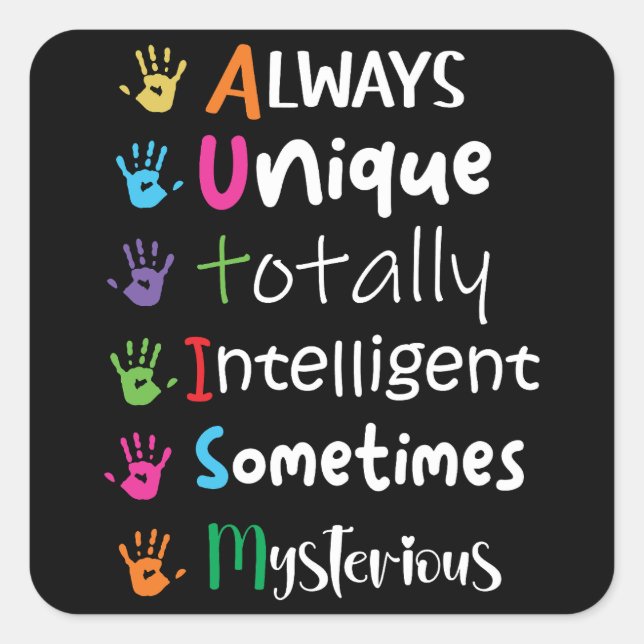 Pegatina Cuadrada Conciencia sobre el autismo (Anverso)