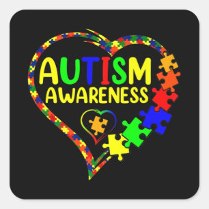 Pegatina Cuadrada Conciencia sobre el autismo mundial 2 de abril de 