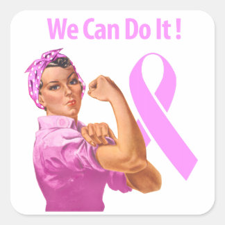 Pegatina Cuadrada Conciencia sobre el cáncer de mama