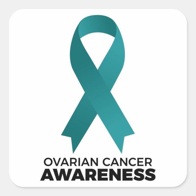 Pegatina Cuadrada Conciencia sobre el cáncer de ovario (Anverso)