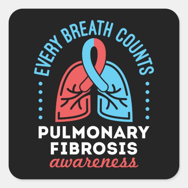 Pegatina Cuadrada Conciencia sobre Fibrosis Pulmonar Cada Respiració (Anverso)