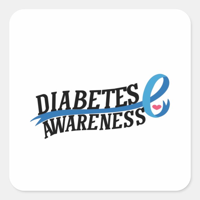 Pegatina Cuadrada Conciencia sobre la diabetes (Anverso)