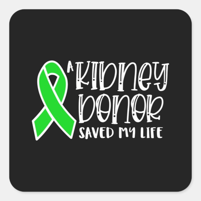 Pegatina Cuadrada Conciencia sobre la donación de riñón, donante de  (Anverso)