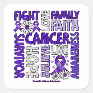 Pegatina Cuadrada Conciencia sobre la violencia doméstica - Luchar c