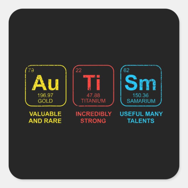 Pegatina Cuadrada Concienciación sobre el autismo Mujeres Hombres El (Anverso)