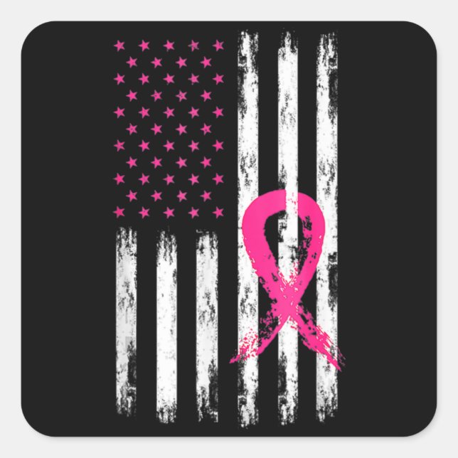 Pegatina Cuadrada Concienciación sobre el cáncer de mama femenina ve (Anverso)