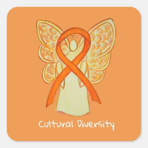 Pegatina Cuadrada Concienciación sobre la diversidad cultural Angel 