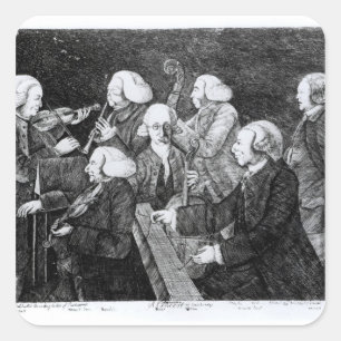 Pegatina Cuadrada Concierto en Cambridge, 1770