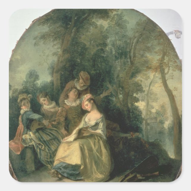 Pegatina Cuadrada Concierto en el parque, 1725 (Anverso)
