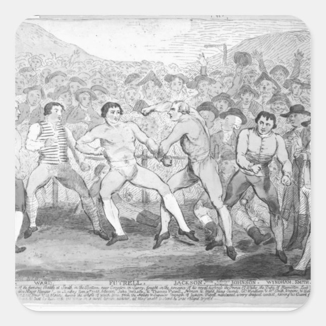 Pegatina Cuadrada Concurso de boxeo entre Thomas Futrell y John (Anverso)