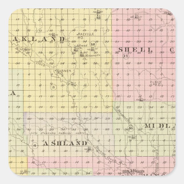 Pegatina Cuadrada Condado de Boone, Nebraska (Anverso)