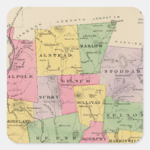 Pegatina Cuadrada Condado de Cheshire, NH