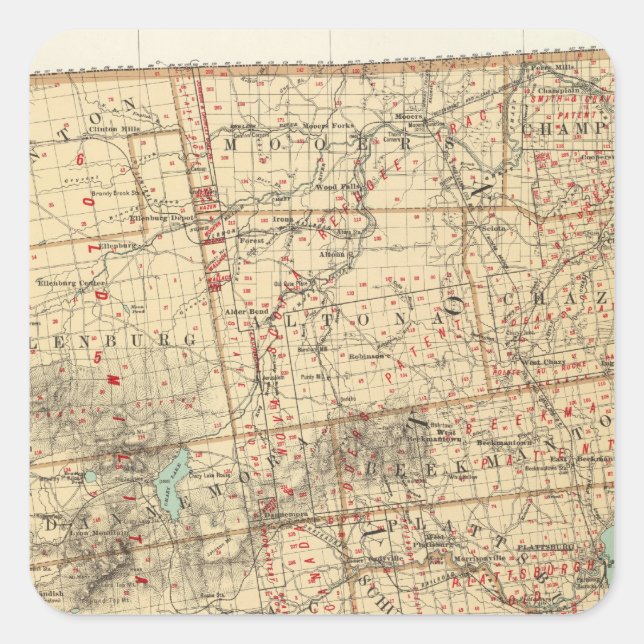 Pegatina Cuadrada Condado de Clinton (Anverso)