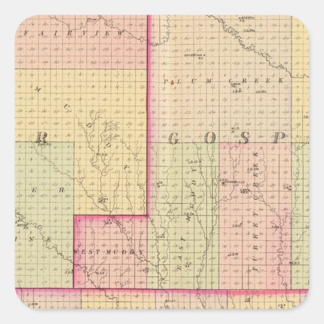 Pegatina Cuadrada Condado de Cuming, Nebraska (Anverso)