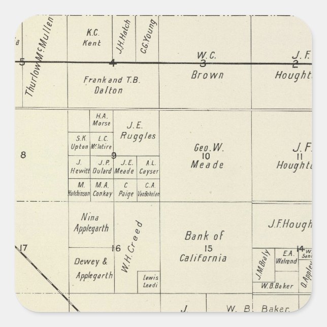 Pegatina Cuadrada Condado de Fresno, California (Anverso)