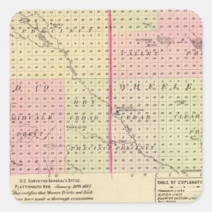 Pegatina Cuadrada Condado de Garfield y Wheeler, Nebraska