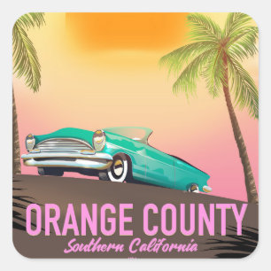 Pegatina Cuadrada condado de naranja California EE. UU.