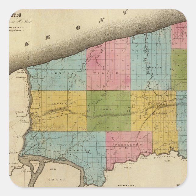 Pegatina Cuadrada Condado de Niagara (Anverso)
