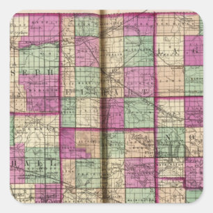 Pegatina Cuadrada Condado de Porte del La y condado de San José