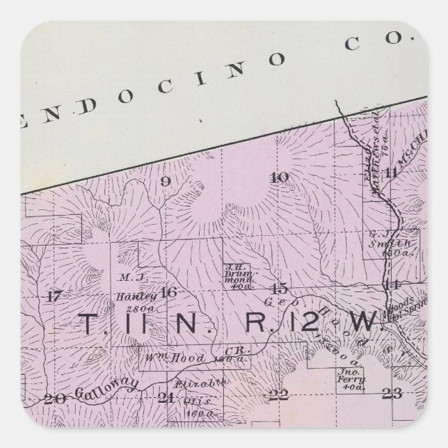 Pegatina Cuadrada Condado de Sonoma, California 24 (Anverso)